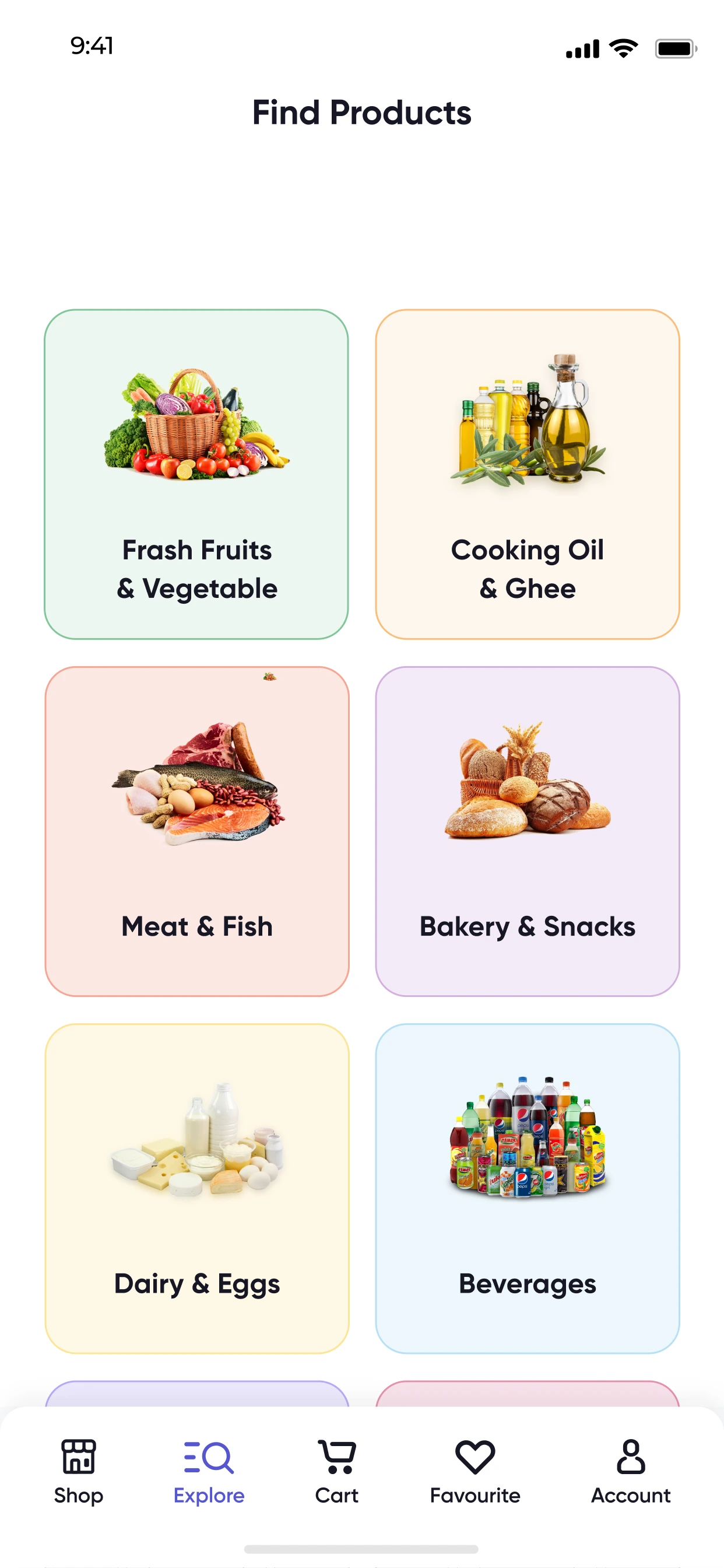 Grocery app product browsing screen Grocery app product browsing screen