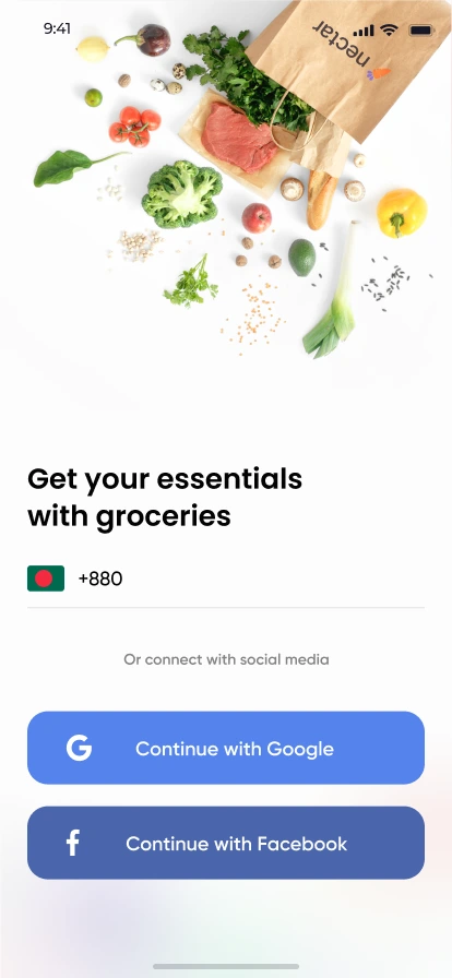 Grocery app login screen Grocery app login screen